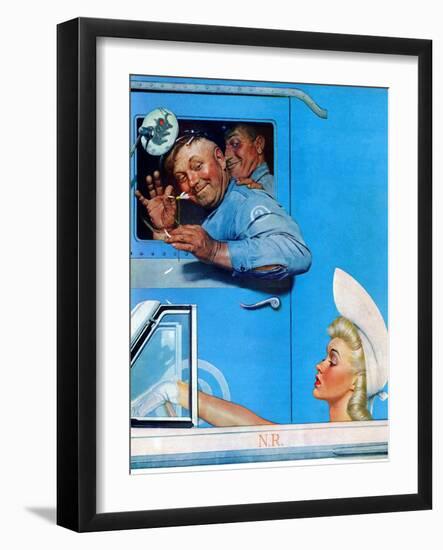 "Two Flirts", July 26,1941-Norman Rockwell-Framed Giclee Print