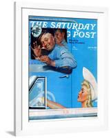 "Two Flirts" Saturday Evening Post Cover, July 26,1941-Norman Rockwell-Framed Giclee Print