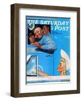"Two Flirts" Saturday Evening Post Cover, July 26,1941-Norman Rockwell-Framed Giclee Print