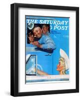 "Two Flirts" Saturday Evening Post Cover, July 26,1941-Norman Rockwell-Framed Giclee Print