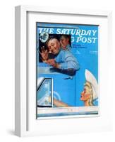 "Two Flirts" Saturday Evening Post Cover, July 26,1941-Norman Rockwell-Framed Giclee Print