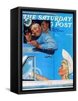 "Two Flirts" Saturday Evening Post Cover, July 26,1941-Norman Rockwell-Framed Stretched Canvas