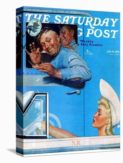 "Two Flirts" Saturday Evening Post Cover, July 26,1941-Norman Rockwell-Stretched Canvas