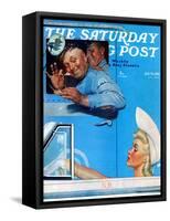 "Two Flirts" Saturday Evening Post Cover, July 26,1941-Norman Rockwell-Framed Stretched Canvas