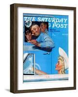 "Two Flirts" Saturday Evening Post Cover, July 26,1941-Norman Rockwell-Framed Giclee Print