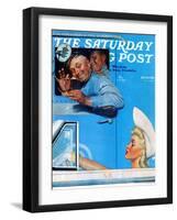 "Two Flirts" Saturday Evening Post Cover, July 26,1941-Norman Rockwell-Framed Giclee Print