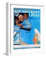 "Two Flirts" Saturday Evening Post Cover, July 26,1941-Norman Rockwell-Framed Giclee Print