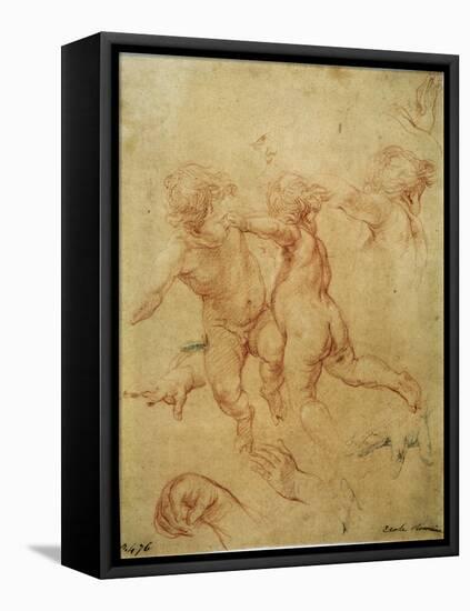 'Two flying putti', study, 1740s-Pompeo Batoni-Framed Stretched Canvas