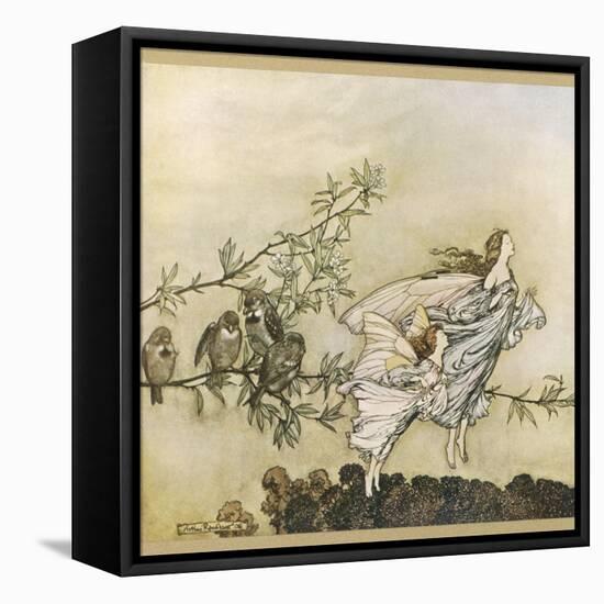 Two Flying-Arthur Rackham-Framed Stretched Canvas