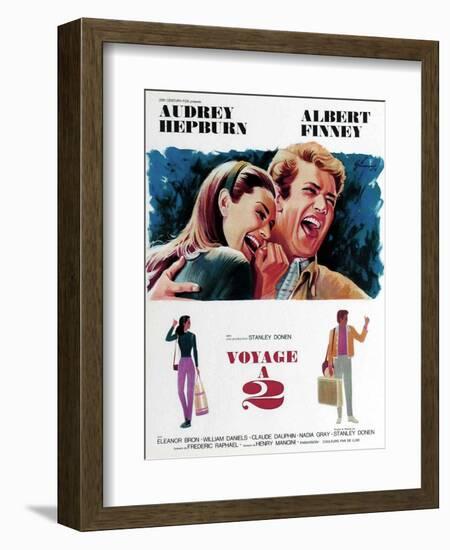 Two for the Road, from Left, Audrey Hepburn, Albert Finney, 1967-null-Framed Art Print