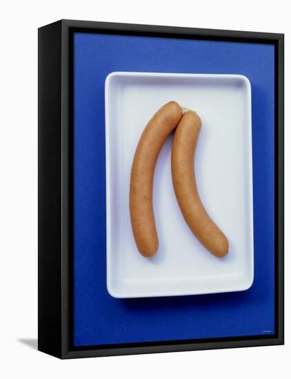 Two Frankfurters in Shallow Bowl-Barbara Bonisolli-Framed Stretched Canvas