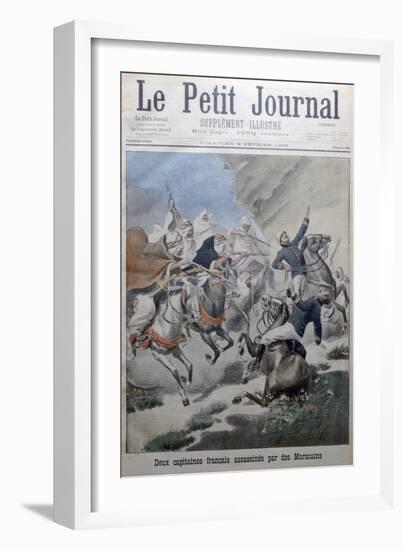 Two French Army Captains Attacked and Killed by Morrocans, Morocco, 1902-null-Framed Giclee Print