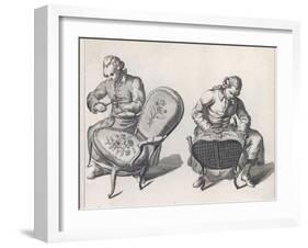 Two French Craftsmen Work on the Elaborate Upholstery on a Pair of Louis XV Style Fauteuils-Benard-Framed Art Print