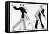 Two French Flappers and Their Flirts-L. Bonnotte-Framed Stretched Canvas