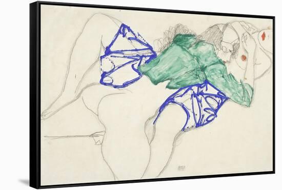 Two Friends, Reclining (Tenderness), 1913 (Pencil and Tempera on Paper)-Egon Schiele-Framed Stretched Canvas