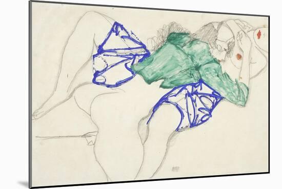 Two Friends, Reclining (Tenderness), 1913 (Pencil and Tempera on Paper)-Egon Schiele-Mounted Giclee Print