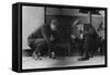 Two Gamblers Throw Craps for Money with Dollars on Floor-null-Framed Stretched Canvas