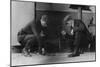 Two Gamblers Throw Craps for Money with Dollars on Floor-null-Mounted Art Print