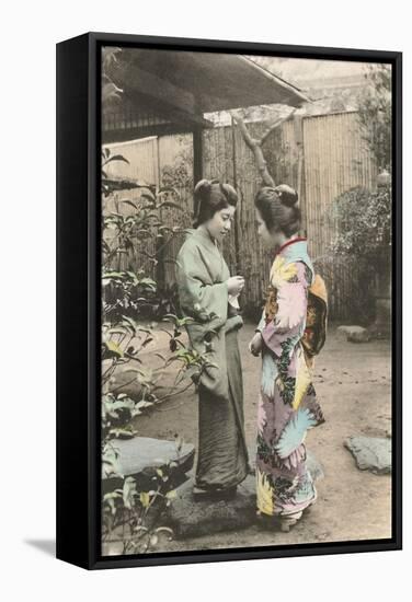 Two Geishas Talking-null-Framed Stretched Canvas