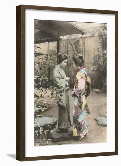 Two Geishas Talking-null-Framed Art Print