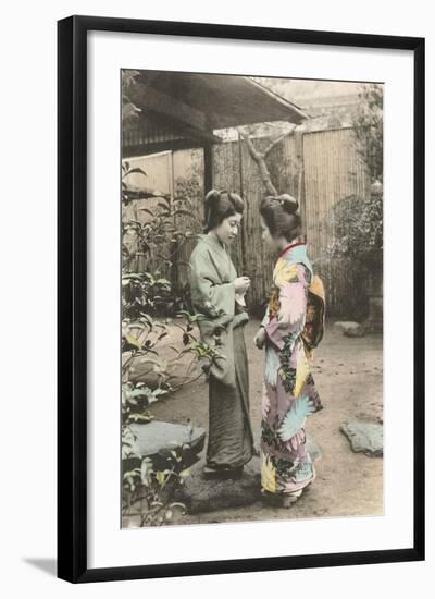 Two Geishas Talking-null-Framed Art Print