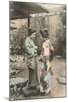 Two Geishas Talking-null-Mounted Art Print