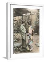 Two Geishas Talking-null-Framed Art Print