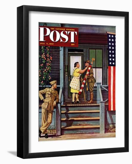 "Two Generations of Vets," Saturday Evening Post Cover, July 5, 1947-Stevan Dohanos-Framed Giclee Print