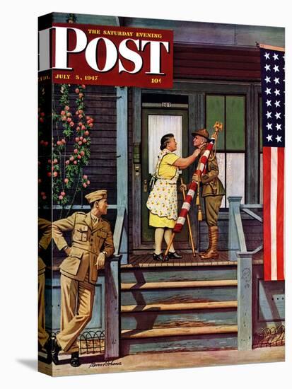"Two Generations of Vets," Saturday Evening Post Cover, July 5, 1947-Stevan Dohanos-Stretched Canvas