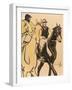 Two Gentleman Riders (Gouache on Board)-Joseph Crawhall-Framed Giclee Print