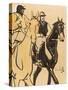 Two Gentleman Riders (Gouache on Board)-Joseph Crawhall-Stretched Canvas