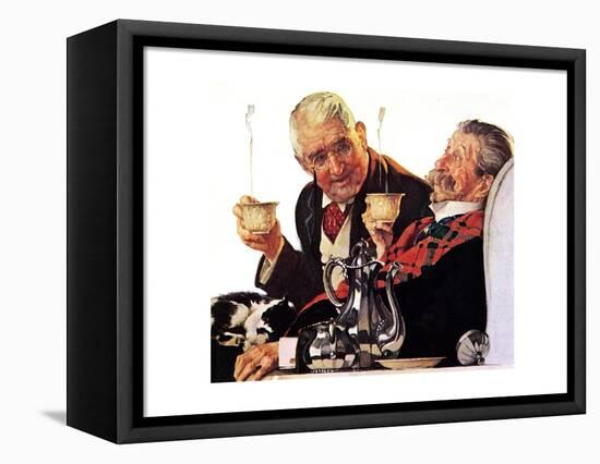 Two Gentlemen with Coffee-Norman Rockwell-Framed Stretched Canvas