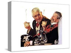 Two Gentlemen with Coffee-Norman Rockwell-Stretched Canvas