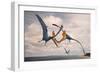 Two Geosternbergia Pterosaurs Fighting over Small Fish-null-Framed Premium Giclee Print