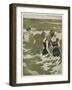 Two German Lady Bathers Watch Other Swimmers Playing in the Waves-Ferdinand Von Reznicek-Framed Art Print