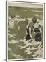 Two German Lady Bathers Watch Other Swimmers Playing in the Waves-Ferdinand Von Reznicek-Mounted Art Print