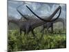 Two Giant Diplodocus Herbivore Dinosaurs Grazing During the Jurassic Period on Earth-Stocktrek Images-Mounted Photographic Print