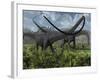 Two Giant Diplodocus Herbivore Dinosaurs Grazing During the Jurassic Period on Earth-Stocktrek Images-Framed Photographic Print