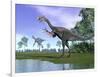 Two Gigantoraptor Dinosaurs in a Prehistoric Environment-null-Framed Art Print