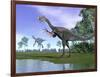 Two Gigantoraptor Dinosaurs in a Prehistoric Environment-null-Framed Art Print