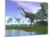 Two Gigantoraptor Dinosaurs in a Prehistoric Environment-null-Mounted Art Print
