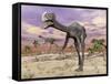 Two Gigantoraptor Dinosaurs Walking in the Desert-null-Framed Stretched Canvas