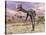 Two Gigantoraptor Dinosaurs Walking in the Desert-null-Stretched Canvas