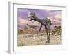 Two Gigantoraptor Dinosaurs Walking in the Desert-null-Framed Art Print