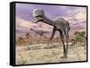 Two Gigantoraptor Dinosaurs Walking in the Desert-null-Framed Stretched Canvas