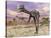 Two Gigantoraptor Dinosaurs Walking in the Desert-null-Stretched Canvas