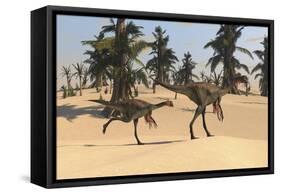 Two Gigantoraptors in Desert Landscape-null-Framed Stretched Canvas