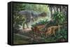Two Gigantspinosaurus Fearful at the Sight of a Large Yangchuanosaurus.-null-Framed Stretched Canvas