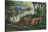 Two Gigantspinosaurus Fearful at the Sight of a Large Yangchuanosaurus.-null-Stretched Canvas