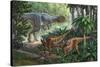 Two Gigantspinosaurus Fearful at the Sight of a Large Yangchuanosaurus.-null-Stretched Canvas